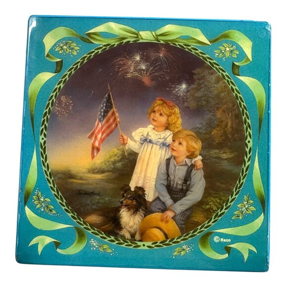 Reco Music Jewelry Box Sandra Kuck "Star Spangled Sky" Mirror Vintage READ - Picture 13 of 14